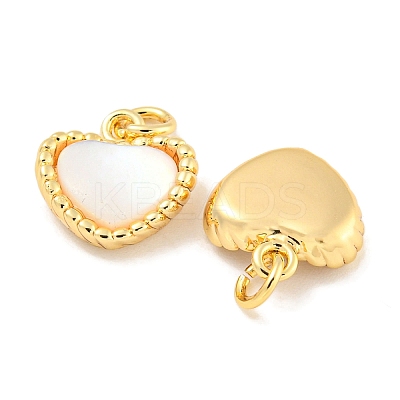 Natural Shell & Brass Heart Charms with Jump Rings KK-P275-08G-1
