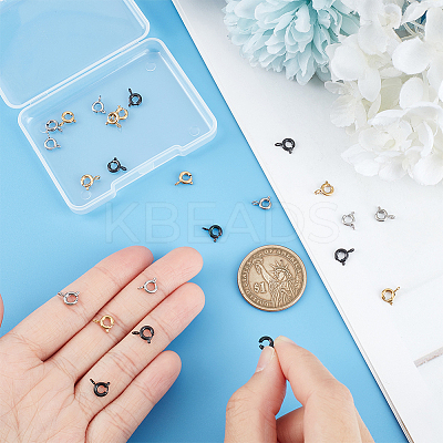 24Pcs 3 Styles Ion Plating(IP) 304 Stainless Steel Spring Ring Clasps STAS-UN0052-58-1