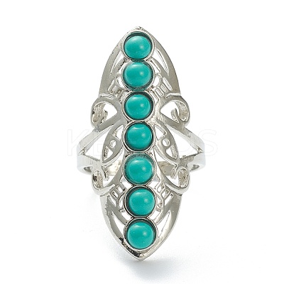 Adjustable Natural & Synthetic Gemstone Finger Rings RJEW-E166-06P-1