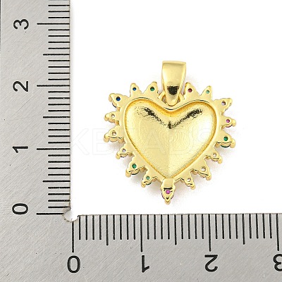 Heart Rack Plating Brass Micro Pave Colorful Cubic Zirconia Pendants KK-Z053-01G-1