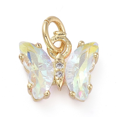 Brass Micro Pave Clear Cubic Zirconia Pendant ZIRC-P079-B01-15-1