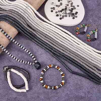 12 Strands 4 Colors Flat Round Handmade Polymer Clay Beads CLAY-SZ0001-86-1