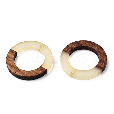 Walnut Wood & Luminous Glow in the Dark Resin Pendants RESI-N039-78-1