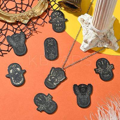 12Pcs 6 Styles Opaque Dark Theme Acrylic Pendants OACR-CJ0002-09-1