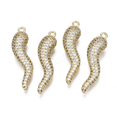 Brass Micro Pave Clear Cubic Zirconia Pendants ZIRC-S068-054-NF-1