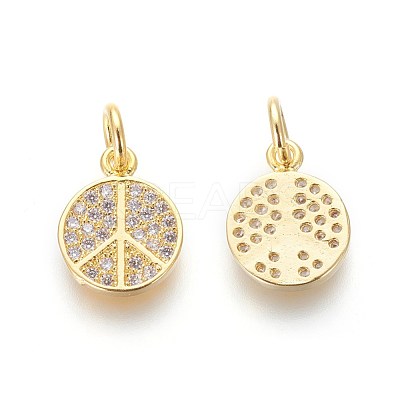 Brass Micro Pave Cubic Zirconia Charms ZIRC-J021-02G-RS-1