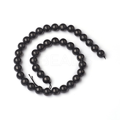 Natural Shungite Beads Strands G-I271-C03-12mm-1