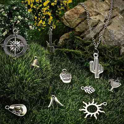 100Pcs 10 Styles Tibetan Style Alloy Pendants TIBEP-CJ0001-96-1