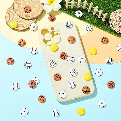 60Pcs 6 Styles Sport Opaque Resin Cabochons RESI-CJ0004-95-1