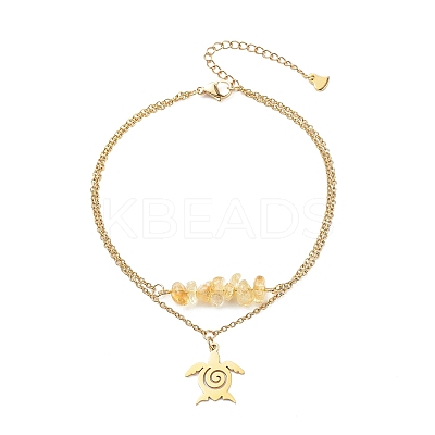 304 Stainless Steel Multi-Strand Charm Anklets AJEW-AN00511-1