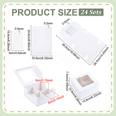 Square Foldable Paper Cake Box LS-CON-WH0089-174B-1