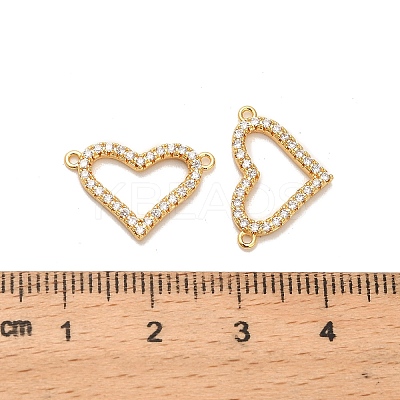 Brass Micro Pave Clear Cubic Zirconia Heart Frame Connector Charms KK-H515-11B-G-1