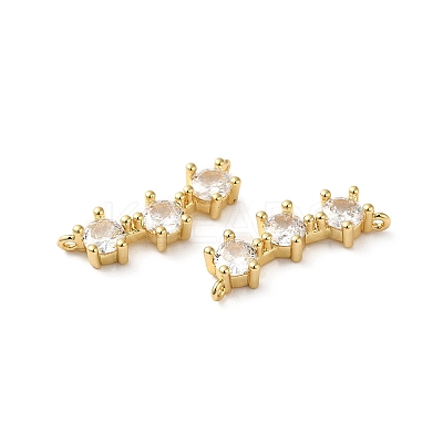 Rack Plating Brass Pave Clear Cubic Zirconia Connector Charms KK-O142-31G-1
