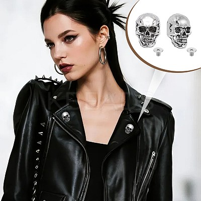 16 Bags Tibetan Style Skull Alloy Decorative Rivets DIY-DR0007-75AS-1