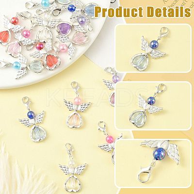14Pcs 7 Style Acrylic & Alloy Pendant Decorations HJEW-FS00075-1