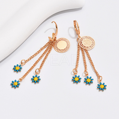 Fashionable Classic Brass Flower Tassel Hoop Earrings TS2520-1