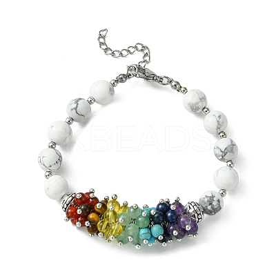 Natural Howlite Beaded Bracelet BJEW-TA00402-02-1