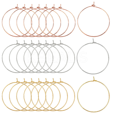 60Pcs 3 Colors Long-Lasting Plated Brass Hoop Earrings Findings KK-CN0003-12-1