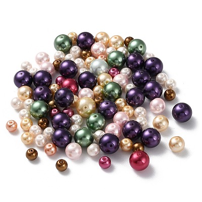 Eco-Friendly Dyed Glass Pearl Round Beads HY-X0006-1