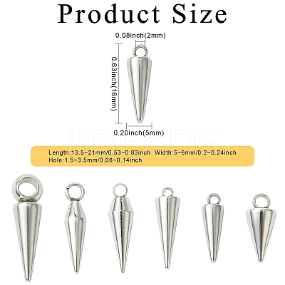 60Pcs 6 Styles 201/304 Stainless Steel Pendants STAS-CJ0002-93-1