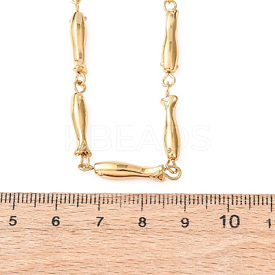 304 Stainless Steel Fish Link Chain Necklaces for Women NJEW-K299-01G-1