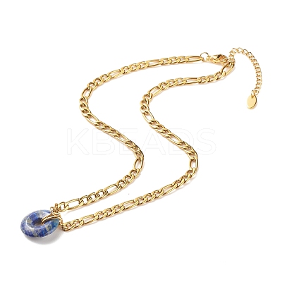 Natural Mixed Stone Donut Pendant Necklace NJEW-JN03815-1