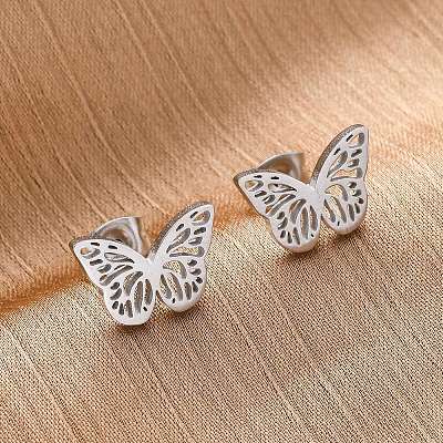 Tarnish Resistant 304 Stainless Steel Stud Earrings with 316 Surgical Stainless Steel Pins PW-WG57925-02-1