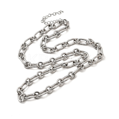 304 Stainless Steel Oval Link Chain Necklaces for Women Men NJEW-A054-01P-1