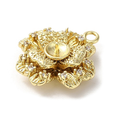 Rack Plating Brass Cubic Zirconia Pendants KK-M267-14G-1