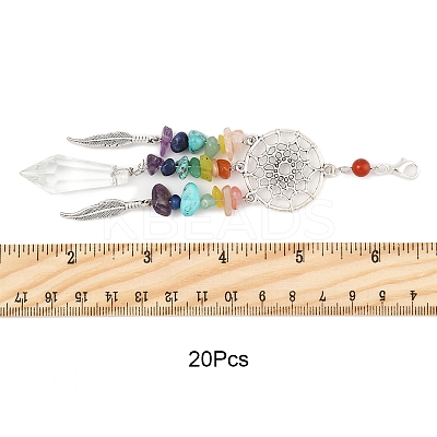 Chakra Natural & Synthetic Gemstone Chips & Alloy Pendant Decorations HJEW-FS00024-1