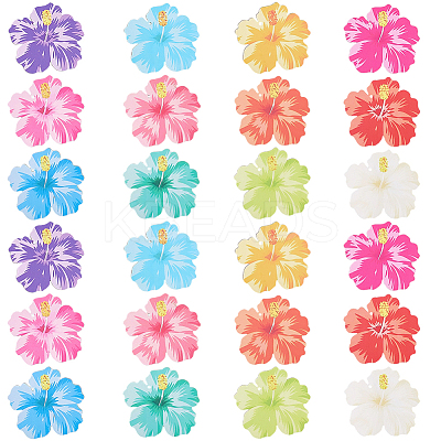 36Pcs Wooden Flower Pendant Decoration HJEW-SC0002-95-1