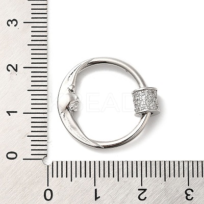 Rack Plating Brass Micro Pave Clear Cubic Zirconia Screw Carabiner Lock Charms KK-D047-08P-1