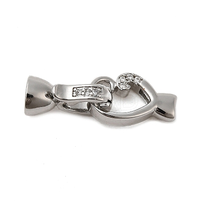 Brass Micro Pave Clear Cubic Zirconia Fold Over Clasps KK-M270-06P-1