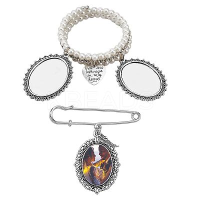 Imitation Pearl Wedding Bouquet Jewelry Set BJEW-FH0001-01B-1