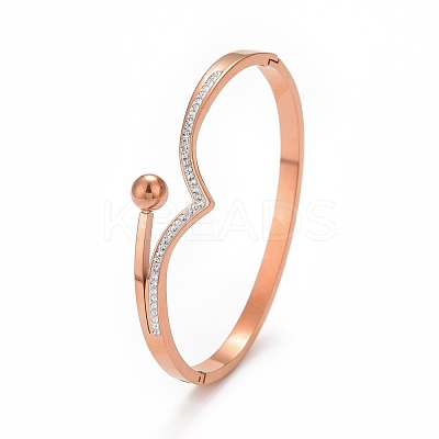 Crystal Rhinestone Wave Hinged Bangle BJEW-G648-04RG-1