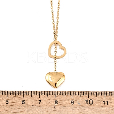 304 Stainless Steel Heart Pendant Lariat Necklaces for Women NJEW-A064-05G-1