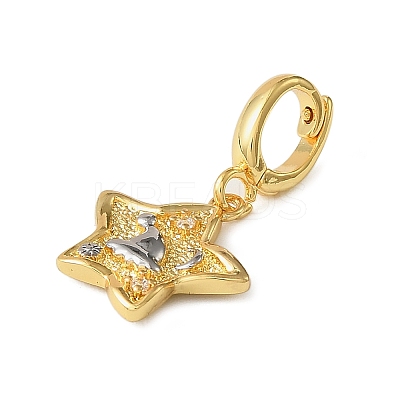 Christmas Brass Rhinestone Star Pendant Decorations KK-H498-01G-02-1