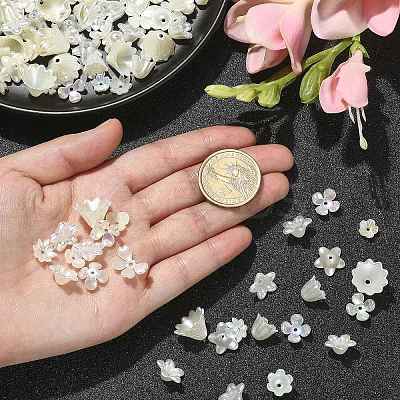 300Pcs ABS Plastic Imitation Pearl Flower Bead Caps KY-CJ0001-59-1