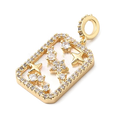 Natural Shell & Clear Cubic Zirconia Pendants KK-G553-11G-1