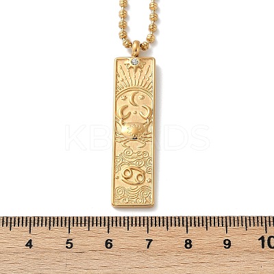 304 Stainless Steel Clear Cubic Zirconia Rectangle Constellation Pendant Necklaces for Women Men NJEW-S435-01G-D-1