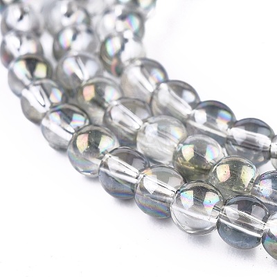Full Rainbow Plated Round Electroplated Glass Beads Strands EGLA-I002-8mm-01-1