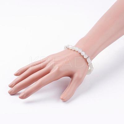 Natural White Moonstone Beads Stretch Bracelets BJEW-JB03374-03-1