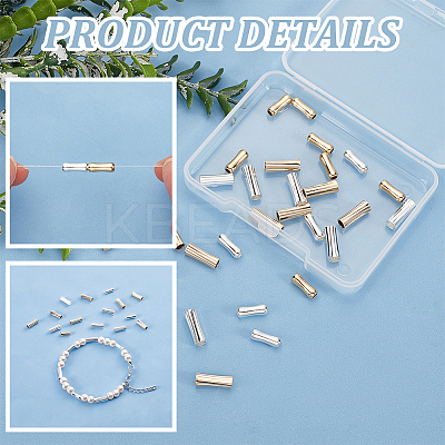 48Pcs 4 Style Brass Tube Beads KK-BC0012-92-1