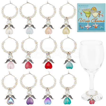Glass Wine Glass Charms AJEW-SC00004-1