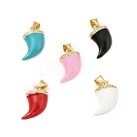 Brass Micro Pave Clear Cubic Zirconia Enamel Pendants KK-G416-39G-1
