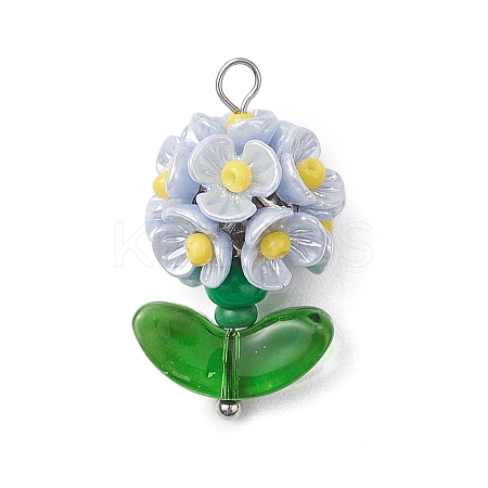 Glass Seed Beaded Flower Pendants X1-PALLOY-MZ00521-03-1