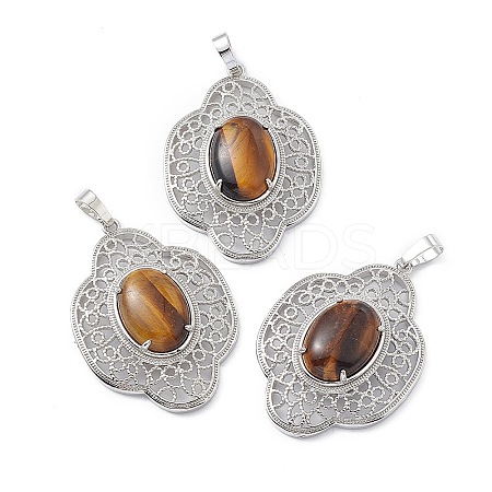 Natural Tiger Eye Pendants G-P492-01P-03-1