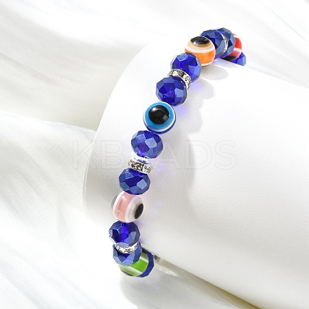 Resin and Glass and Brass Beaded Stretch Bracelets for Children BJEW-JB14017-1