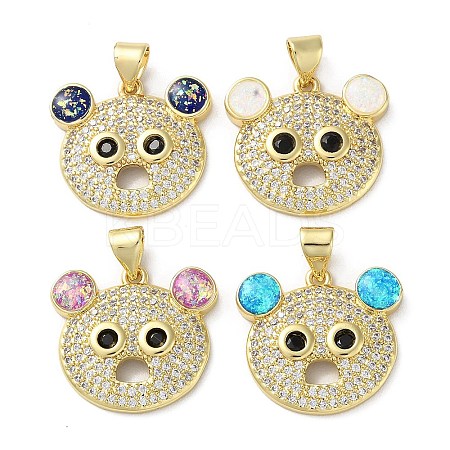 Brass Micro Pave Clear Cubic Zirconia Pendants KK-C045-46G-1