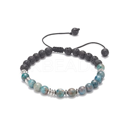 Natural Apatite & Lava Rock Braided Bead Bracelet BJEW-TA00188-04-1